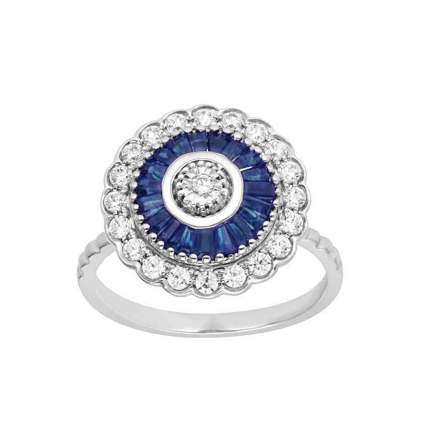 Elegant 14K 0.41CT Diamond Sapphire Ring