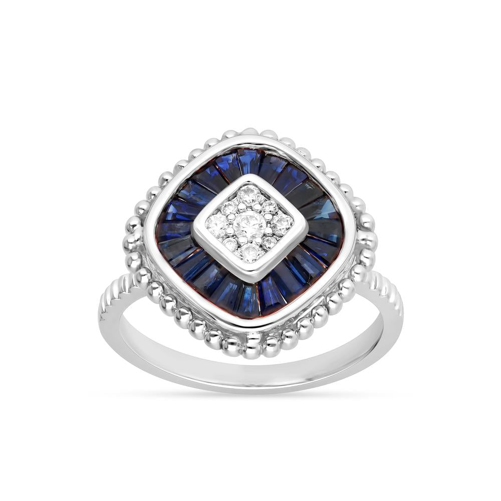 Dazzling 14K 0.13CT Diamond Sapphire Ring