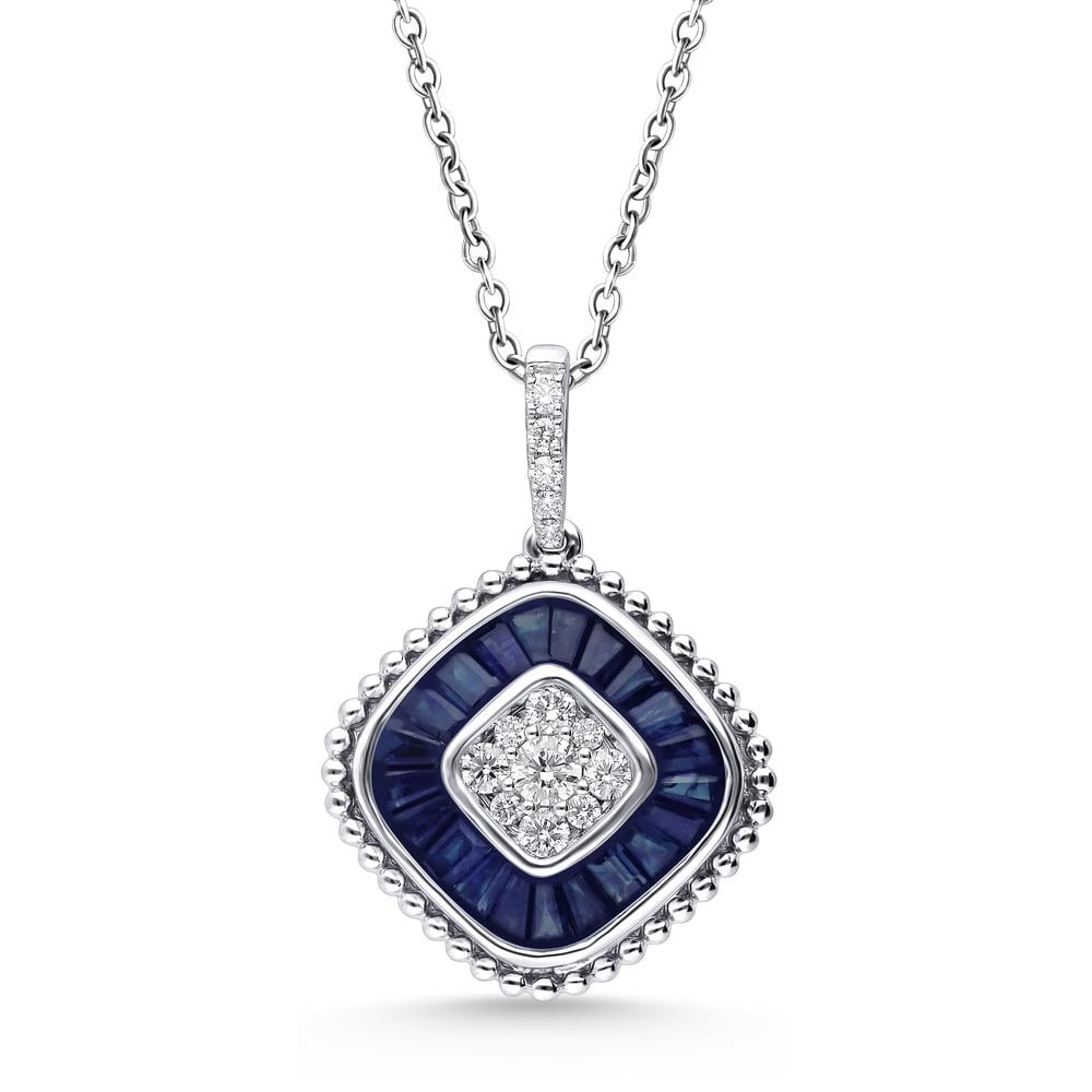 Exquisite 14K 0.25CT Diamond SAPPHIRE Pendant