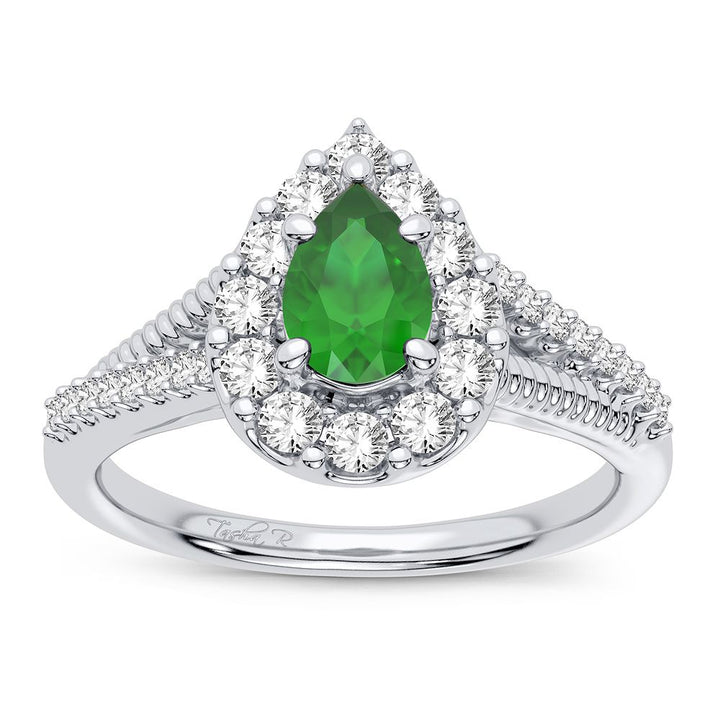 14K 0.33CT Diamond Emerald Ring