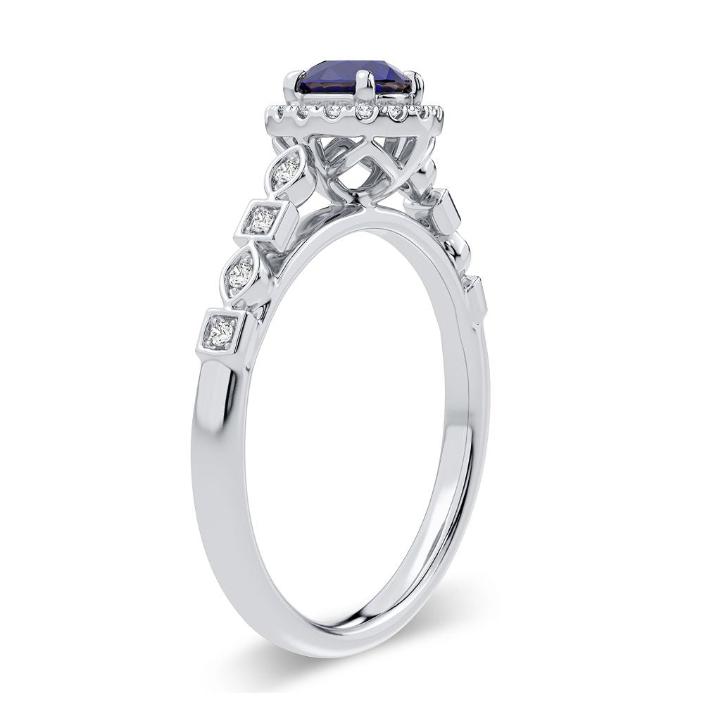 14K 0.10CT Diamond Sapphire Ring