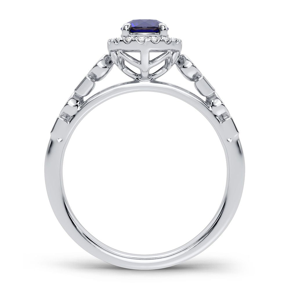 14K 0.10CT Diamond Sapphire Ring