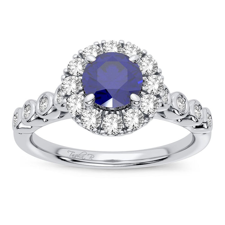 14K 0.36CT Diamond Sapphire Ring