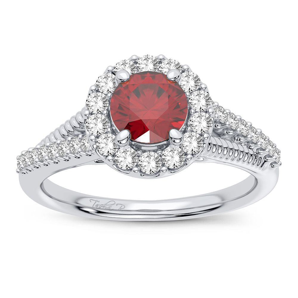 Exquisite 14K 0.25CT Diamond Ruby Ring