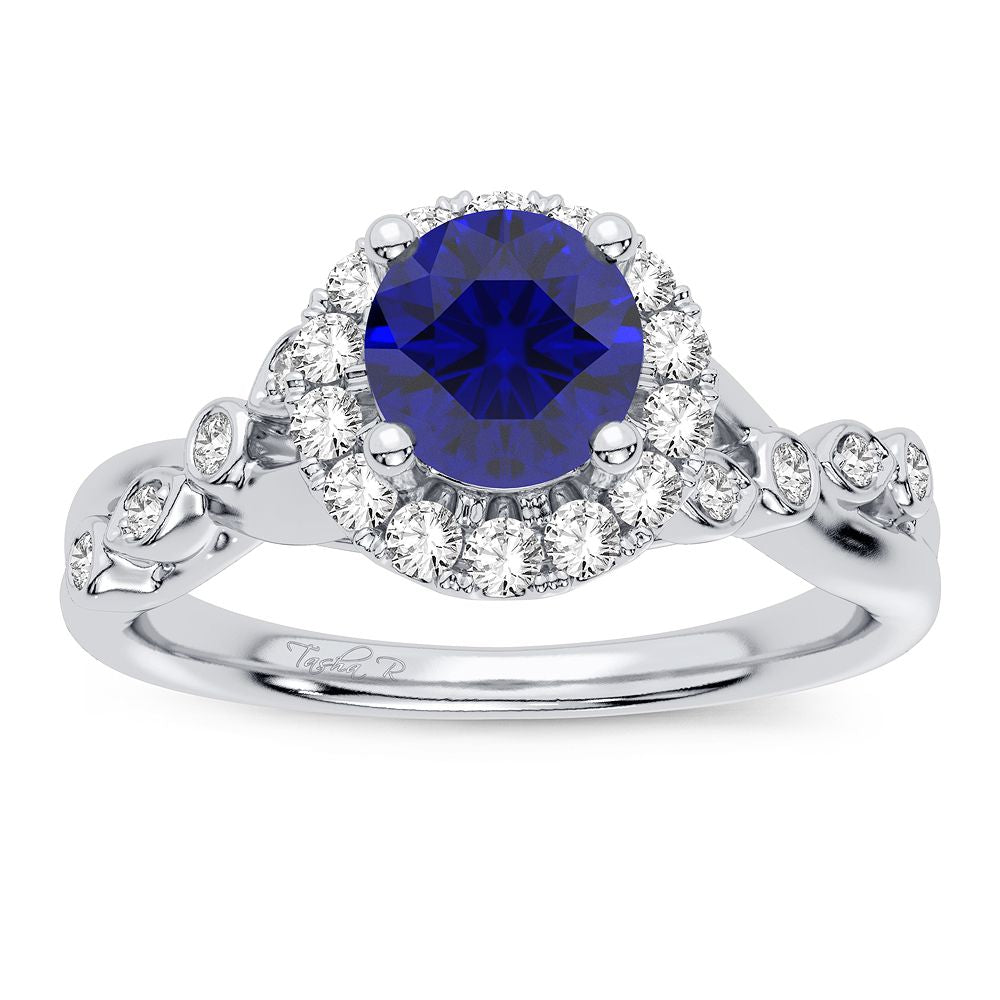 Magnifcnet 14K 0.20CT Diamond Sapphire Ring