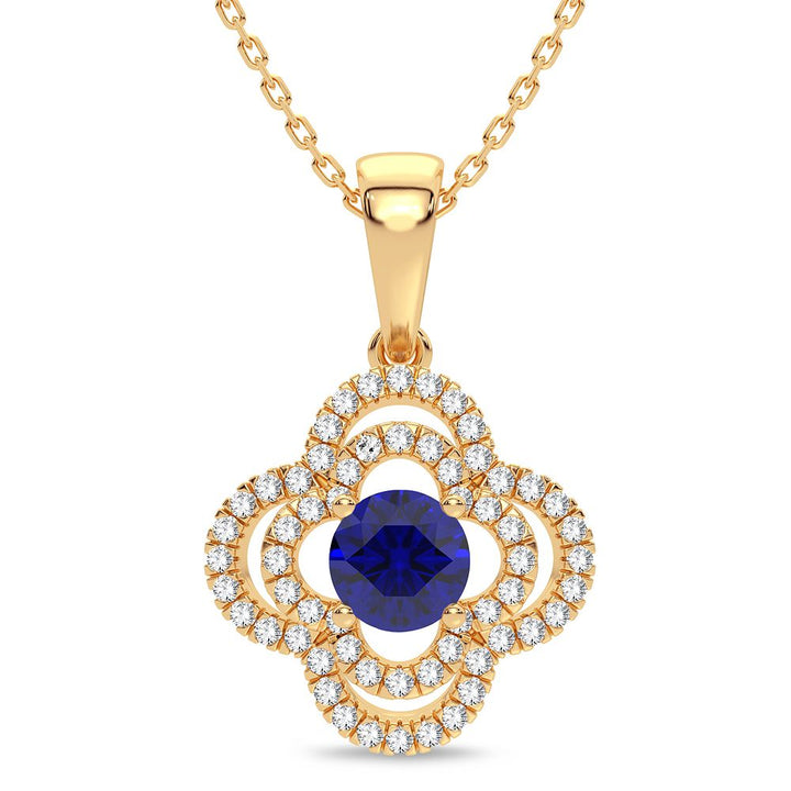 14K 0.25CT Diamond Pendant Sapphire