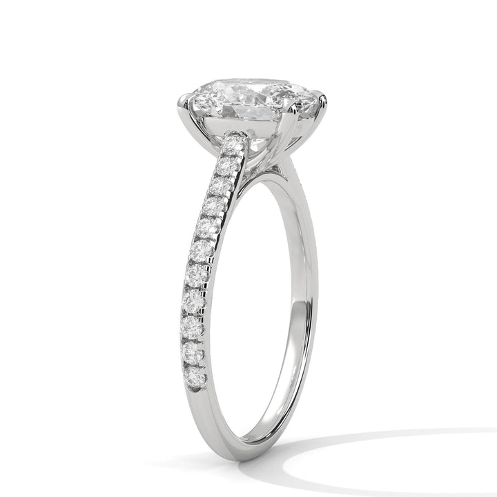 2ct Oval Lab Diamond Engagement Ring with a Pave setting
