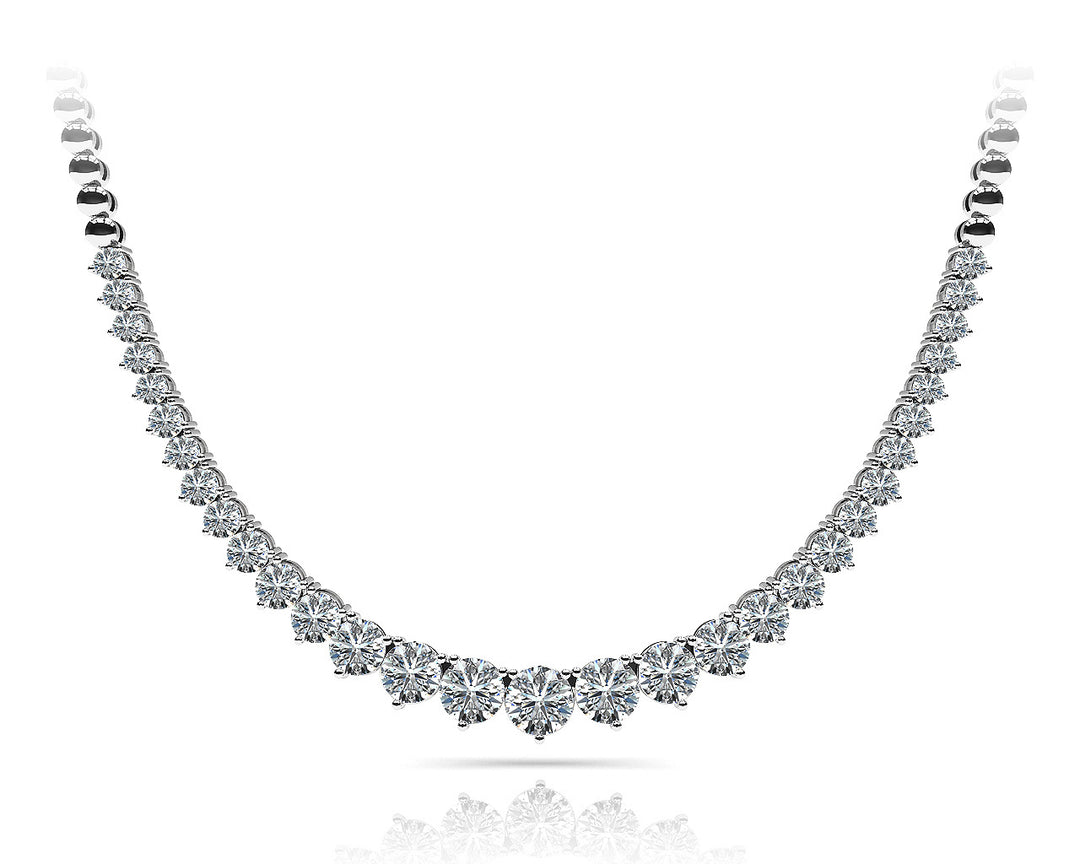 18K White Gold Multi-Diamond Graduated Necklace