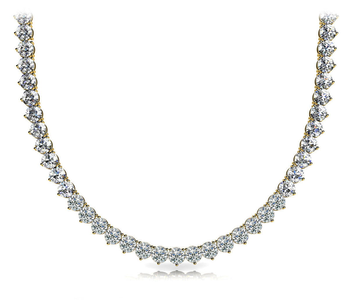 14K Yellow Gold Round Diamond Fashion Necklace
