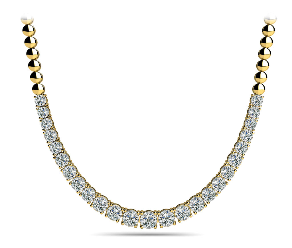 14K Yellow Gold Round Diamond Fashion Necklace