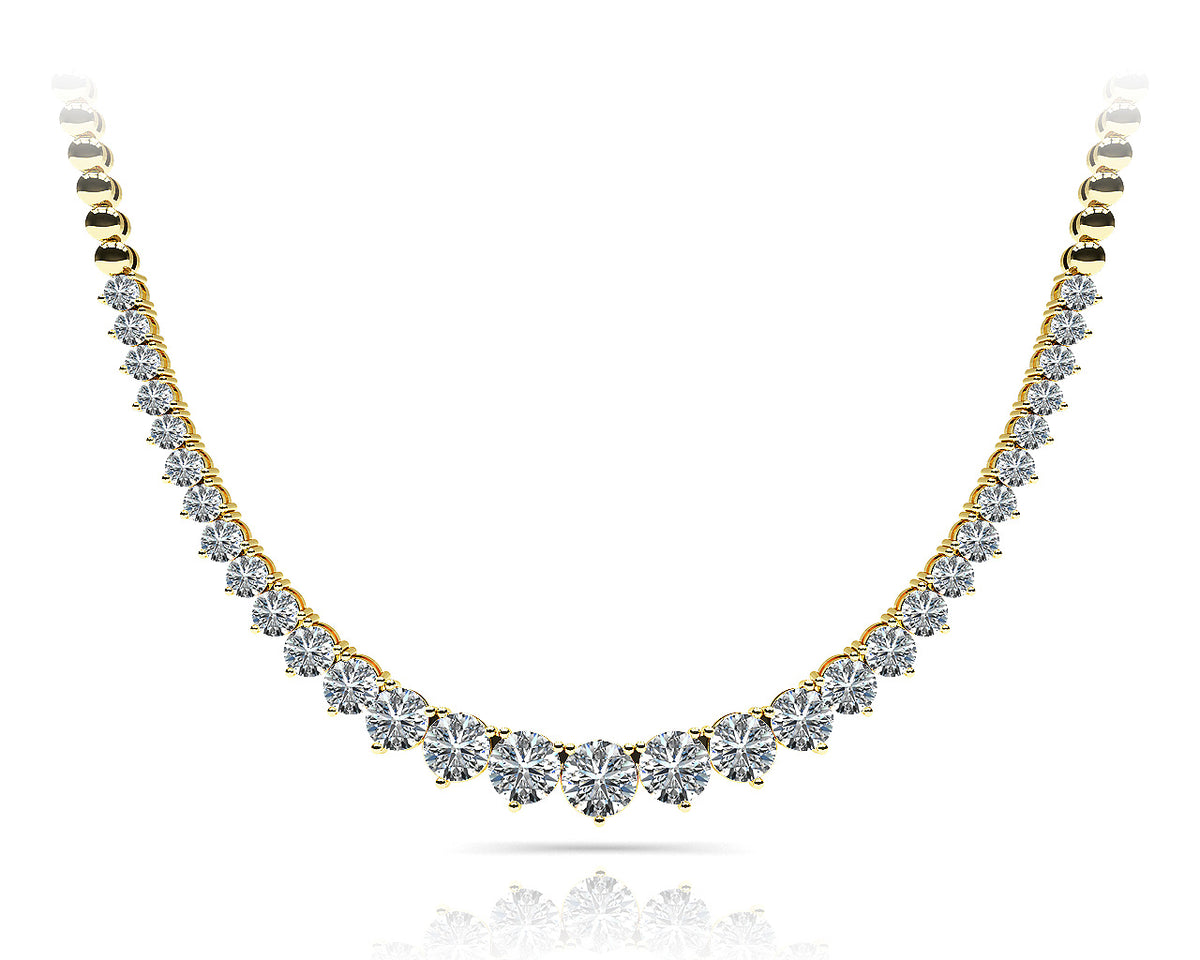 14K Yellow Gold Round Diamond Fashion Necklace