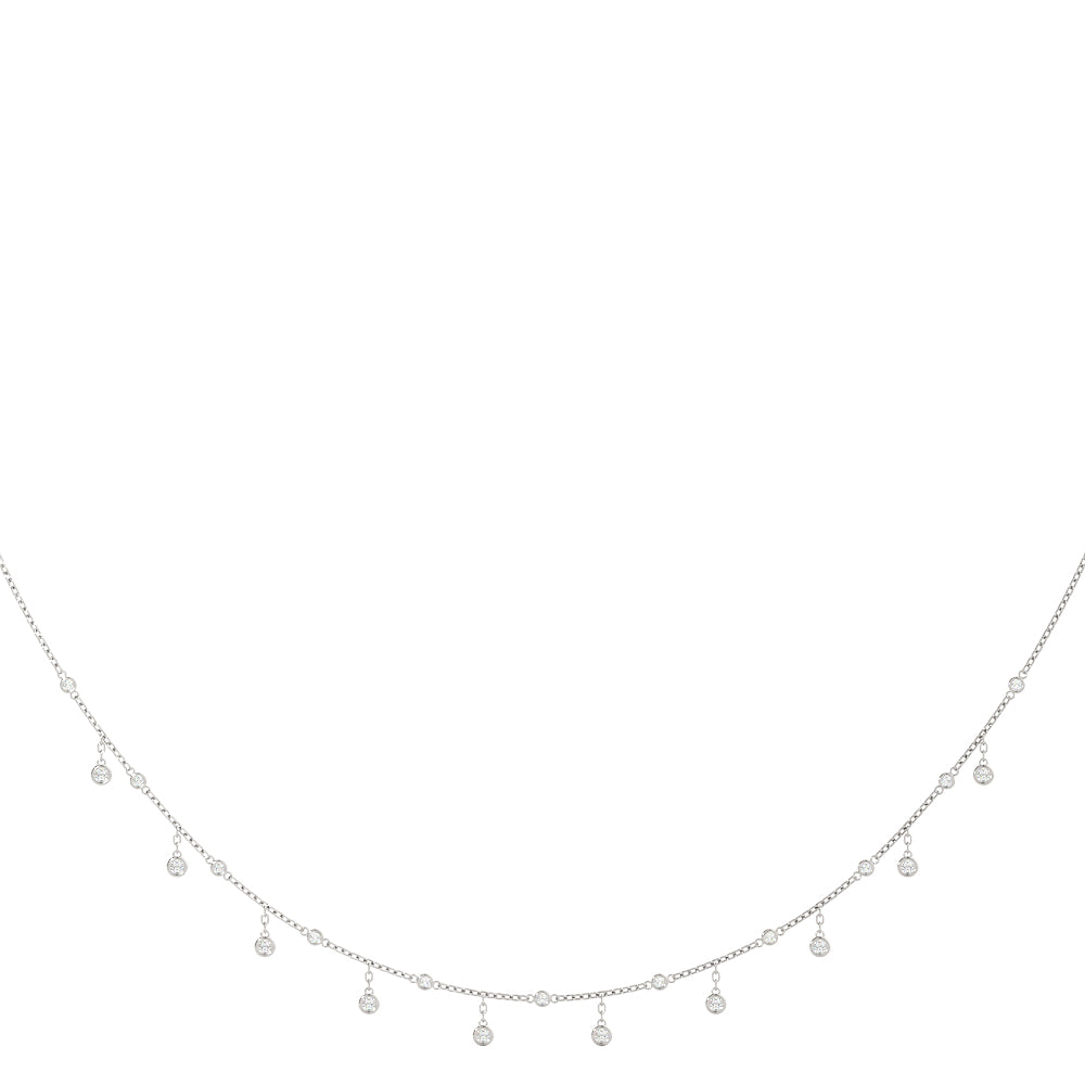 14K White Gold Round Diamond Fashion Necklace