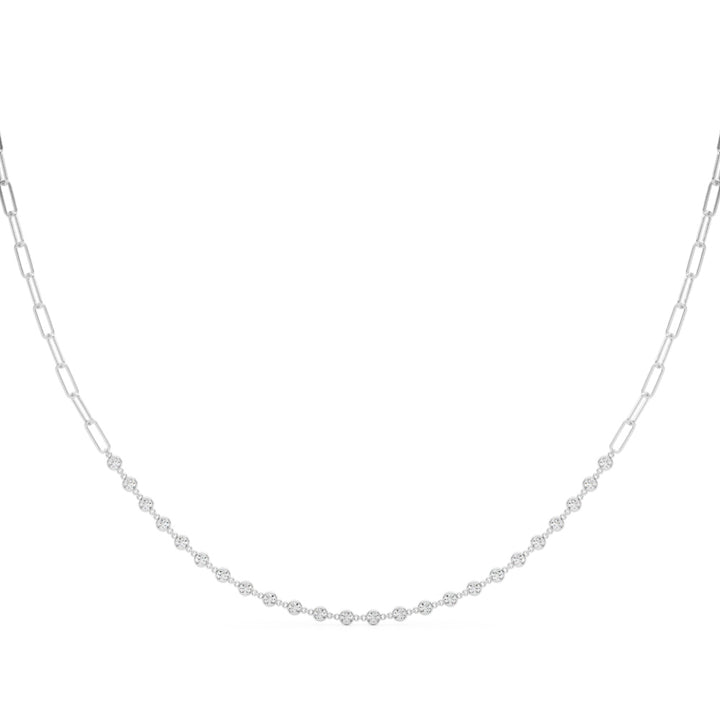 18K White Gold 0.81ctw Diamond Paper Clip Necklace