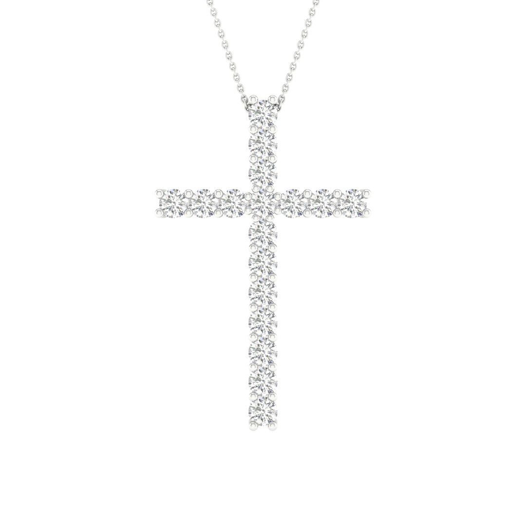 14K 1.00CT Certified Lab Grown Diamond Cross Pendant ( IGI Certified )