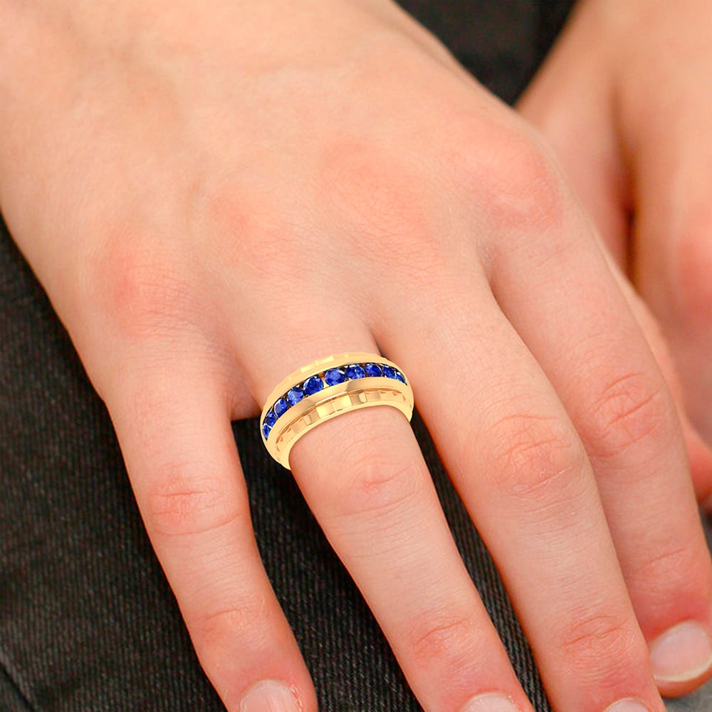 10K 0.25CT BLUE DIAMOND MEN'S BAND