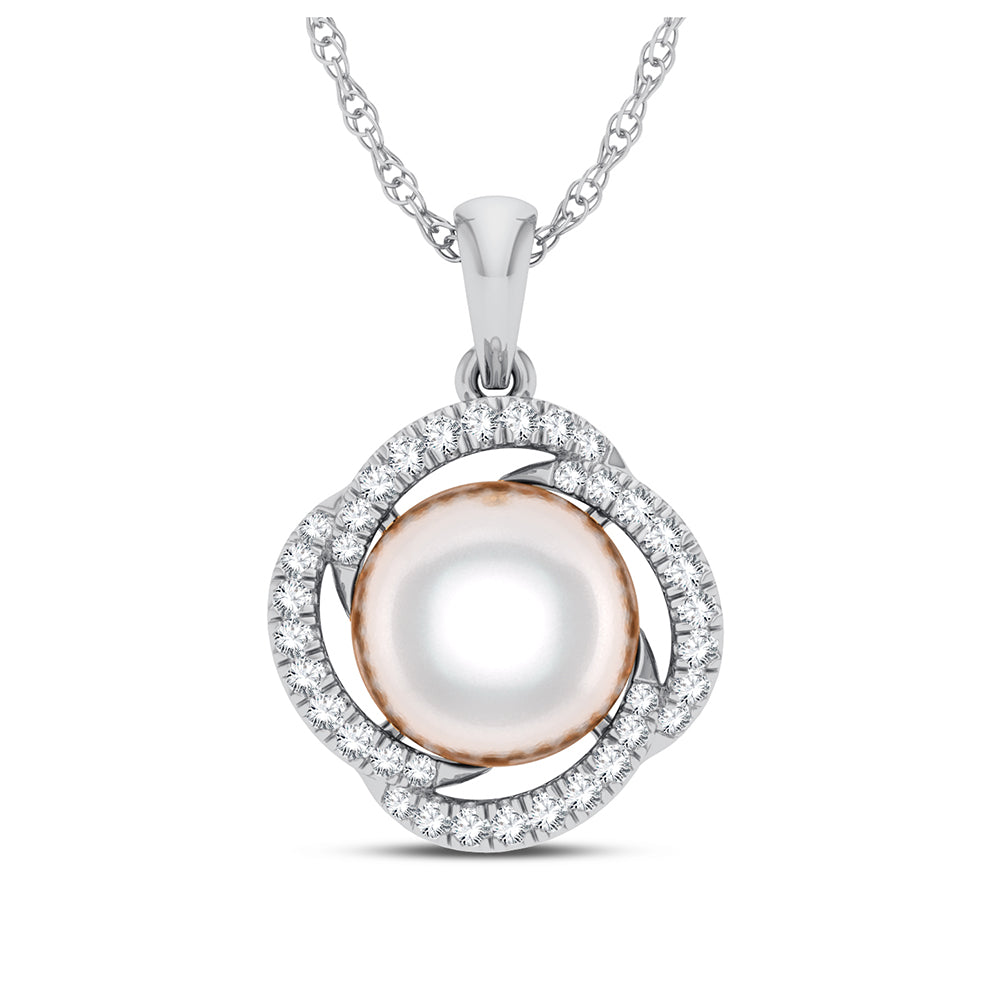 14K 0.44CT DIAMOND PEARL PENDANT