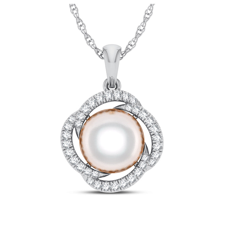 14K 0.44CT DIAMOND PEARL PENDANT