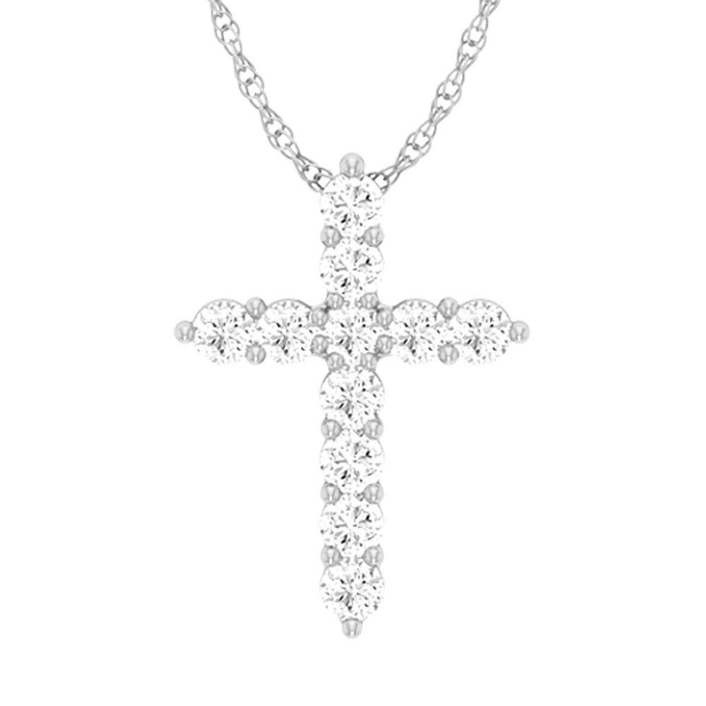 10K 1.00CT Certified Lab Grown Diamond Cross Pendant