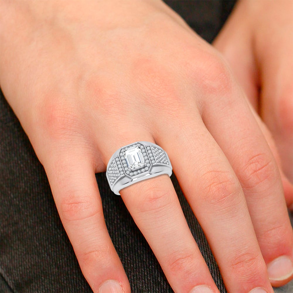 14K 2.98CT Certified Lab Grown Mens Ring
