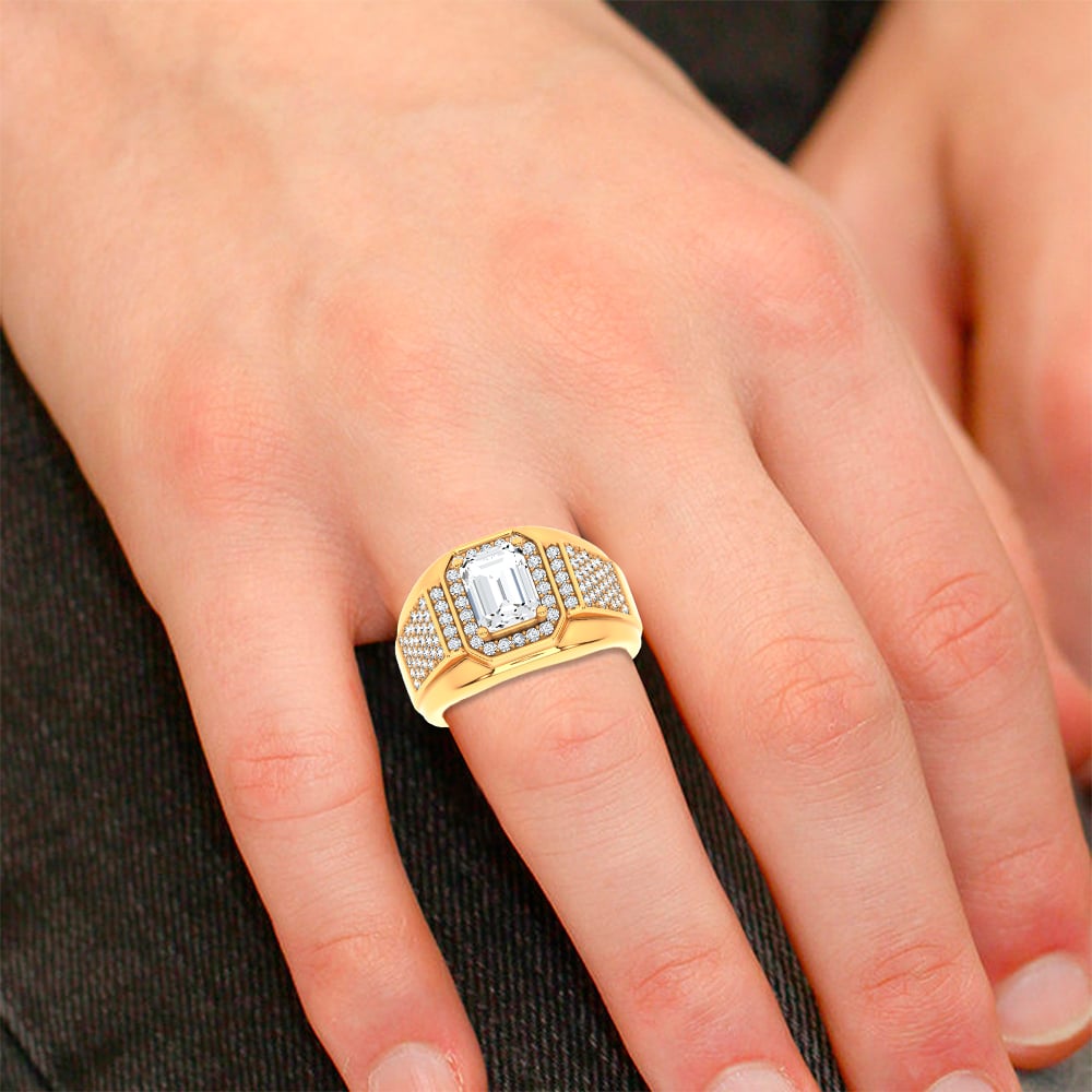 14K 2.98CT Certified Lab Grown Mens Ring