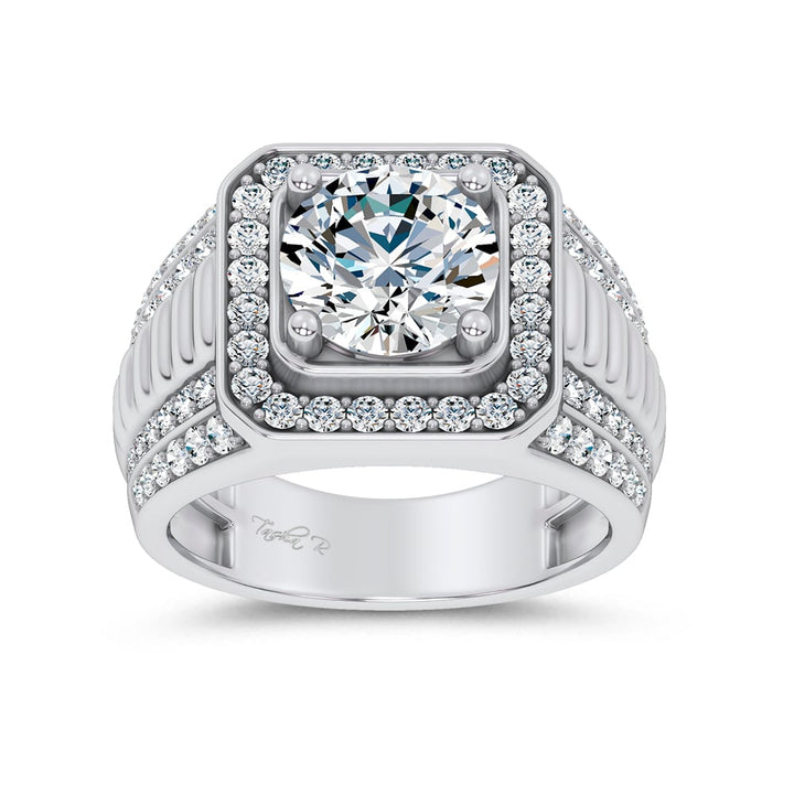 14K 4.12CT Lab Diamond Mens Ring