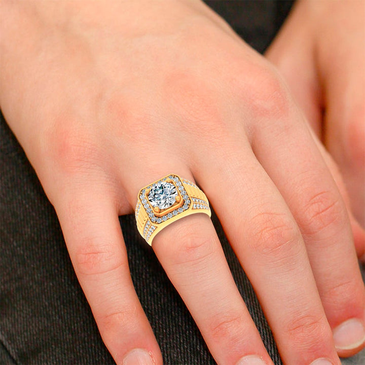 14K 4.12CT Lab Diamond Mens Ring