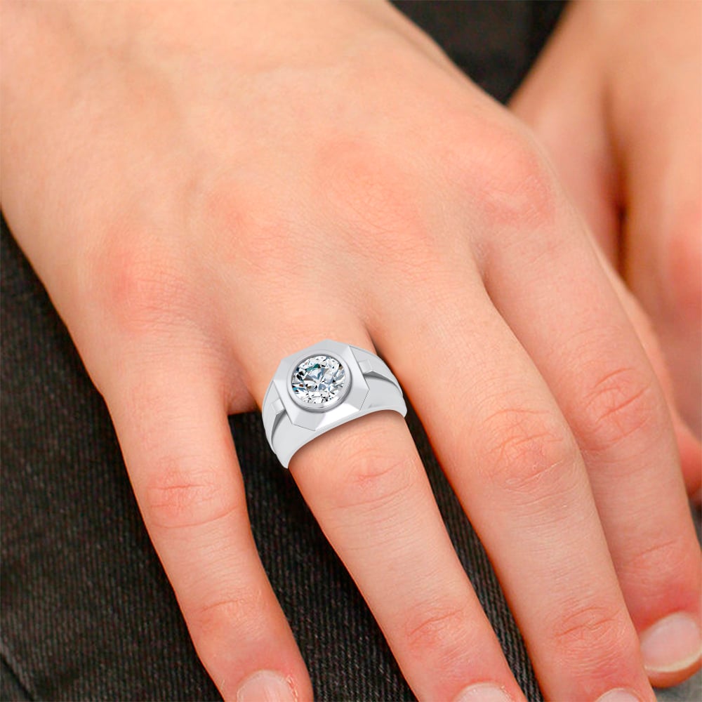 14K 3.00CT Lab Diamond Mens Ring