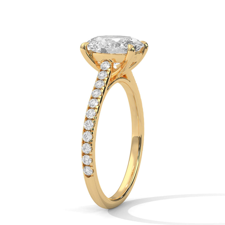 2ct Oval Lab Diamond Engagement Ring with a Pave setting