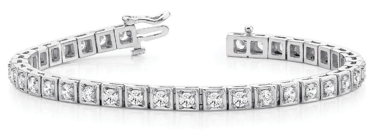 Round Diamond In Line Fashion Bracelet