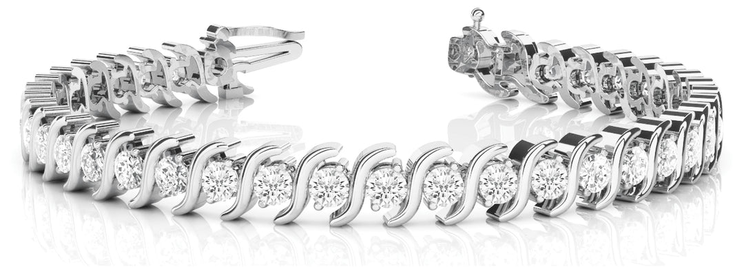 14K White Gold 3/4 ct Diamond S-Link Bracelet