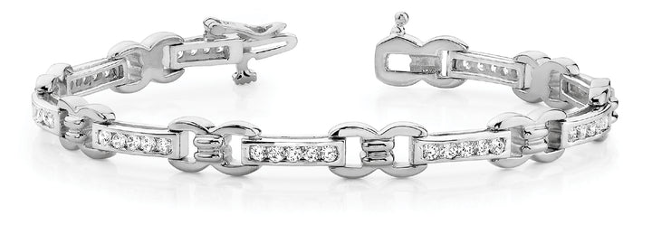 14K White Gold Round Diamond Fashion Bracelet