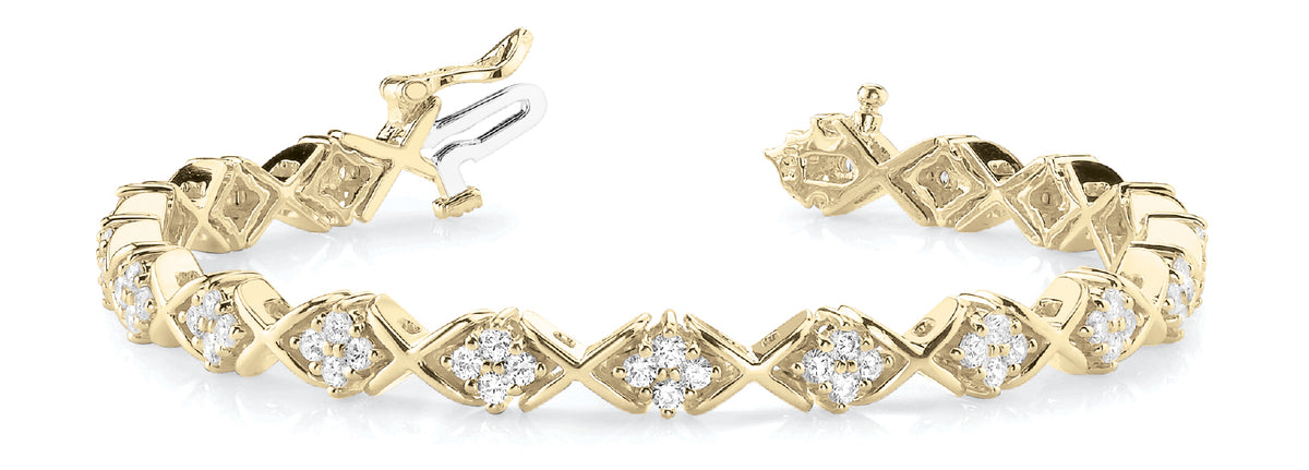14K Yellow Gold Round Diamond Fashion Bracelet