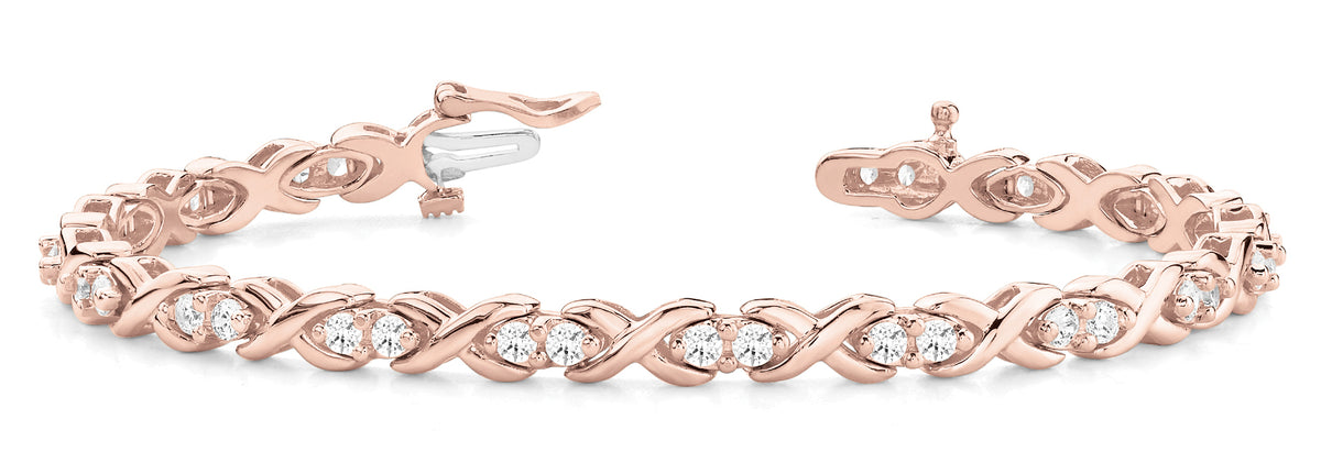 14K Rose Gold Diamond Line Bracelet - 1.75 ctw