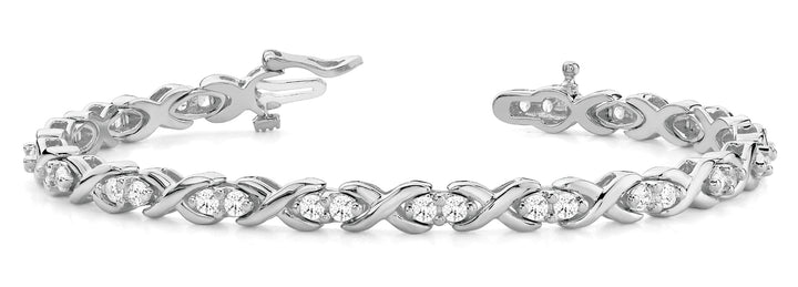 14K White Gold Diamond In-Line Bracelet