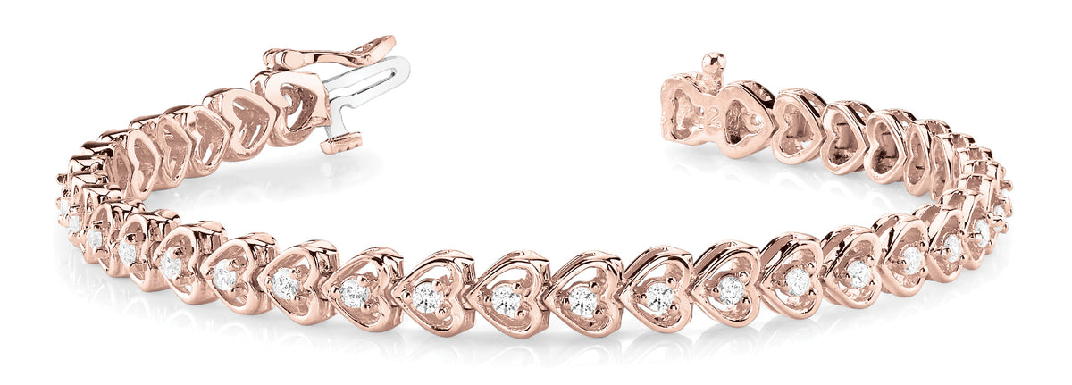 14K Rose Gold Diamond In-Line Bracelet