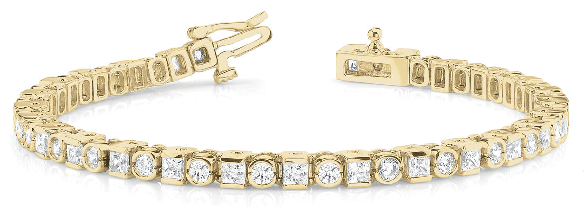 14K Yellow Gold Diamond Bezel Bracelet - 4 ctw