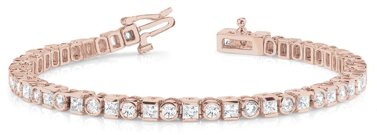 14K Rose Gold 4ct Diamond Bezel Bracelet