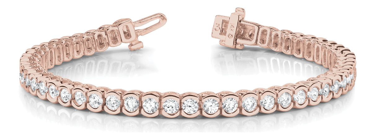 14K Rose Gold Round Diamond Fashion Bracelet