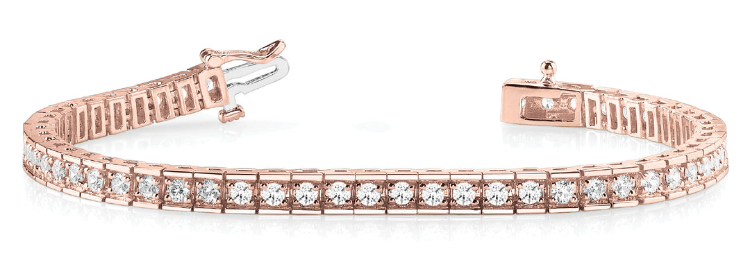 14K Rose Gold Round Diamond Tennis Bracelet