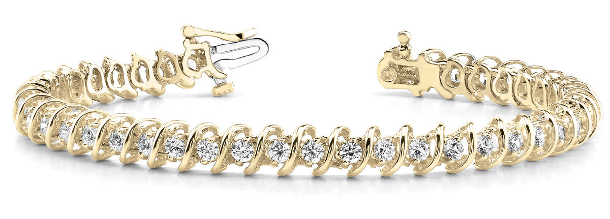 14K Yellow Gold Diamond S-Link Fashion Bracelet