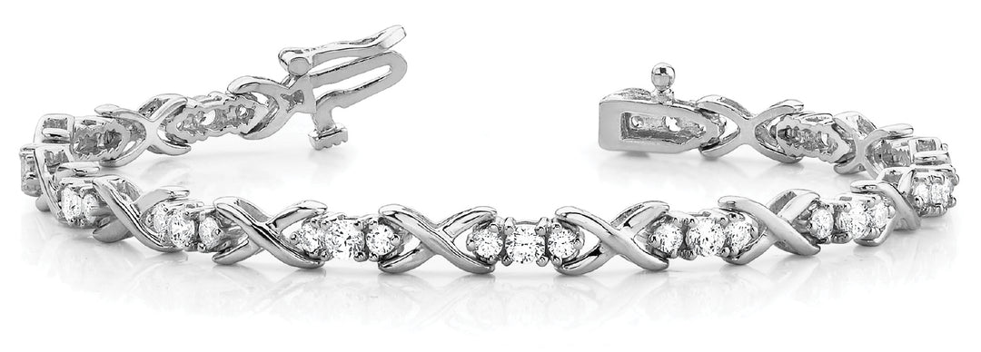 14K White Gold Round Diamond Fashion Bracelet