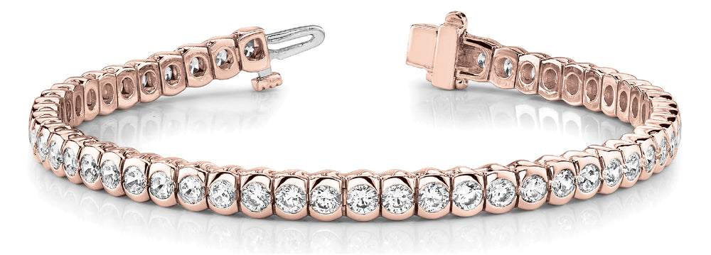 Rose Gold 3 CT Diamond Bezel Tennis Bracelet