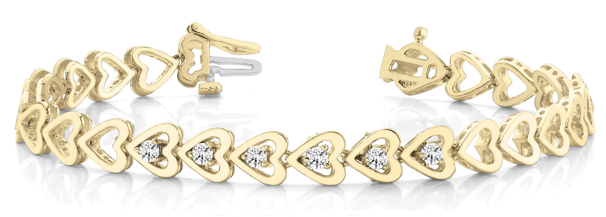 14K Yellow Gold 1/4 ct Diamond Line Bracelet