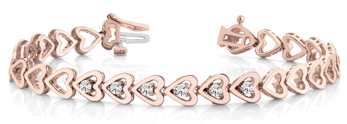 14K Rose Gold 1/4 CT Diamond In-Line Bracelet