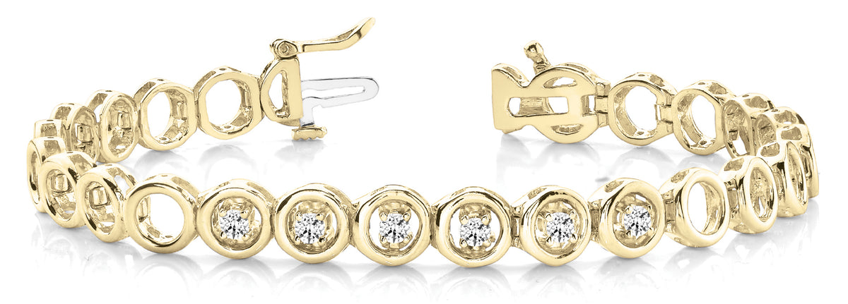 14K Yellow Gold 1/4 CT Diamond Line Bracelet