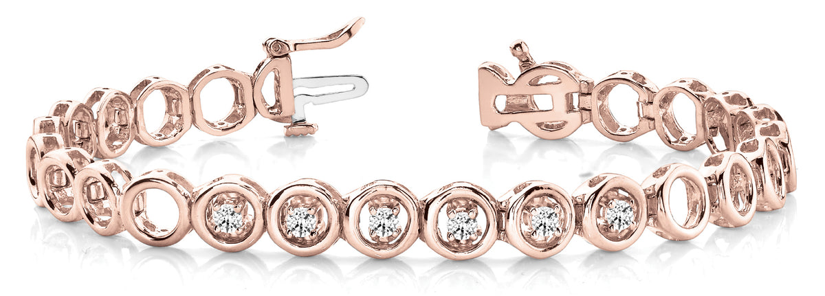 14K Rose Gold 1/4 CT Diamond In-Line Bracelet