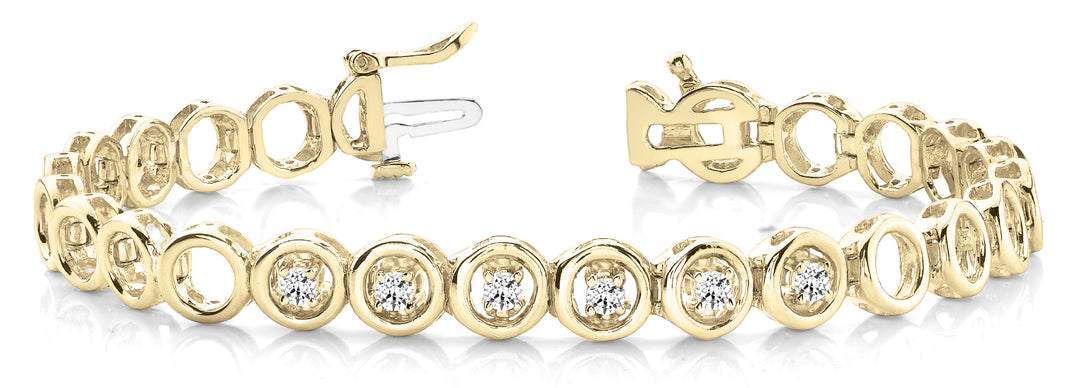 14K Yellow Gold 1/4 CT Diamond Line Bracelet