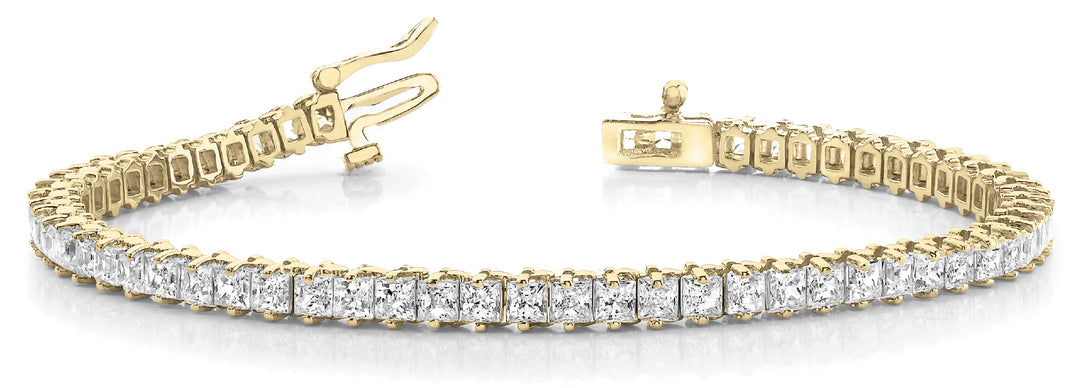 14K Yellow Gold Square Diamond Tennis Bracelet