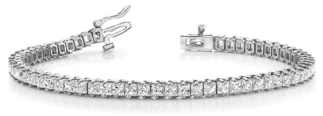 14K White Gold Square Diamond Tennis Bracelet
