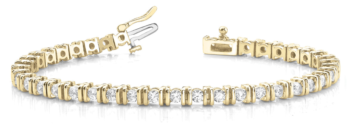 14K Yellow Gold 3.20ctw Diamond Line Bracelet